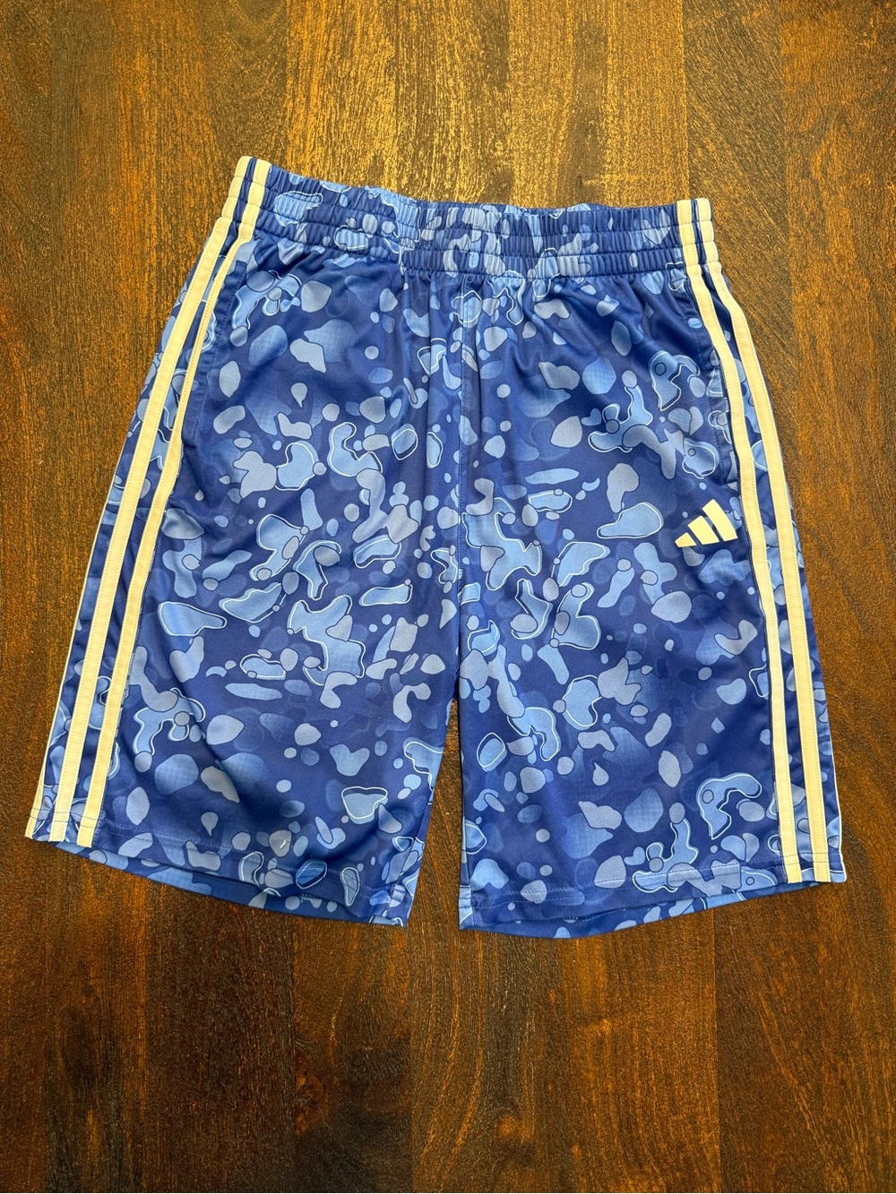 adidas Blue Camo Shorts with White Stripes